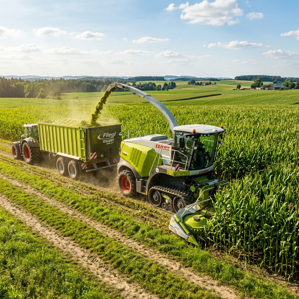 Sieczkarnia zbierająca kukurydzę na kiszonkę